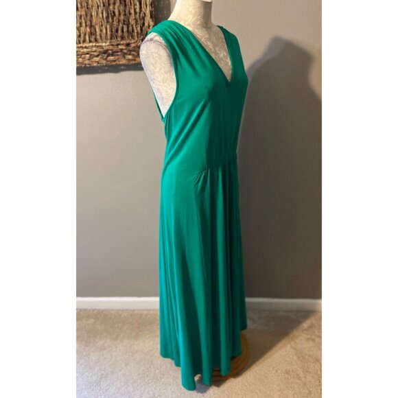 Soft Surroundings Maxi Dress Green 1X Cotton Modal Sleeveless Washable NEW - Picture 4 of 7